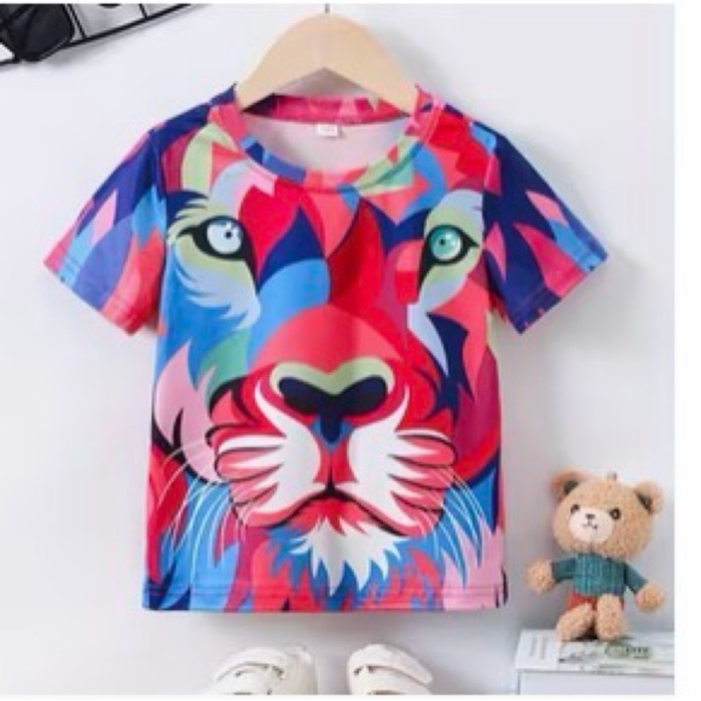Colorful Lion Graphic Kids T-Shirt